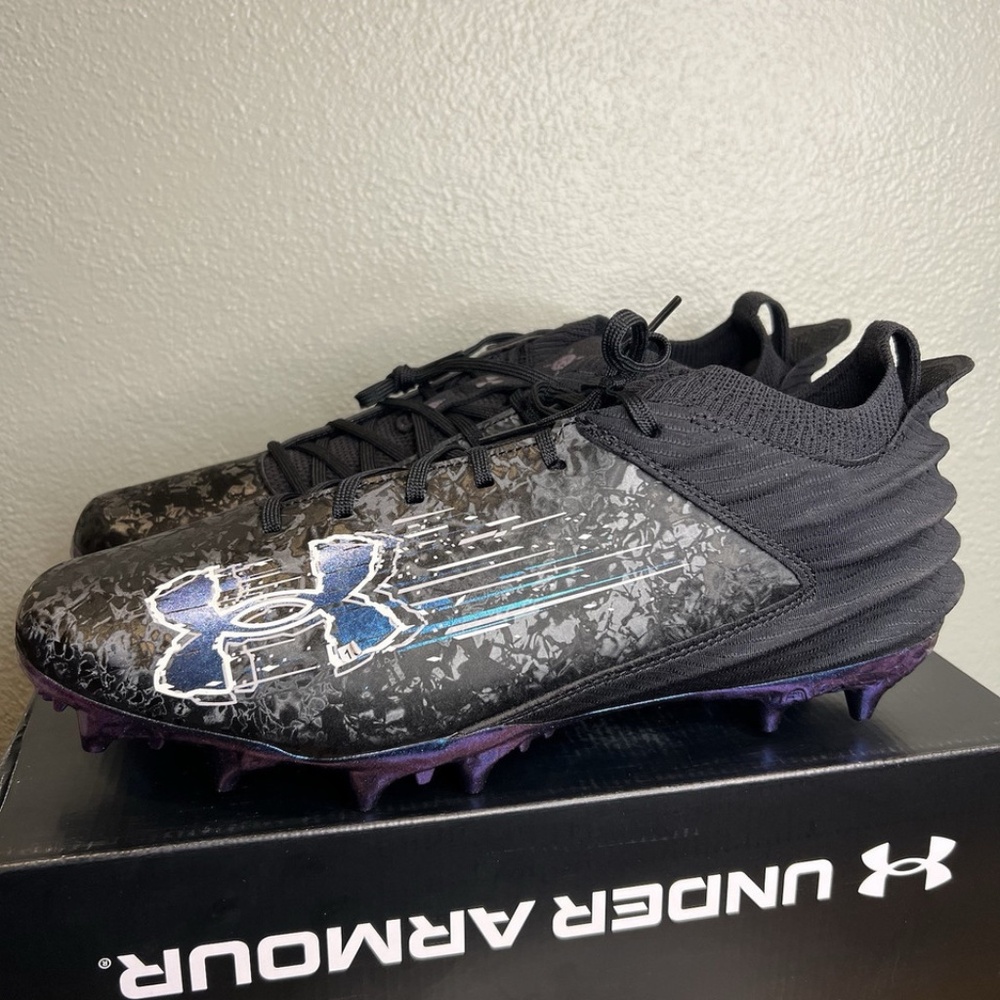 Under Armour Men's Size Blur Smoke 2.0 MC Suede Football Cleats Black NIB